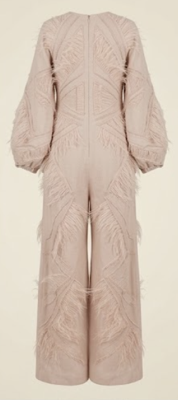 Blush Feather-Embroidered Jumpsuit